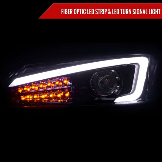 2011-2013 Scion tC LED Bar Projector Headlights w/ LED Turn Signal Lights (Glossy Black Housing/Smoked Lens)