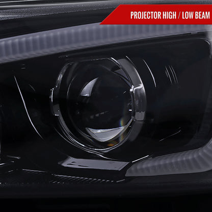 2011-2013 Scion tC LED Bar Projector Headlights w/ LED Turn Signal Lights (Glossy Black Housing/Smoked Lens)