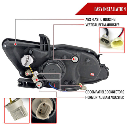 2011-2013 Scion tC LED Bar Projector Headlights w/ LED Turn Signal Lights (Matte Black Housing/Clear Lens)