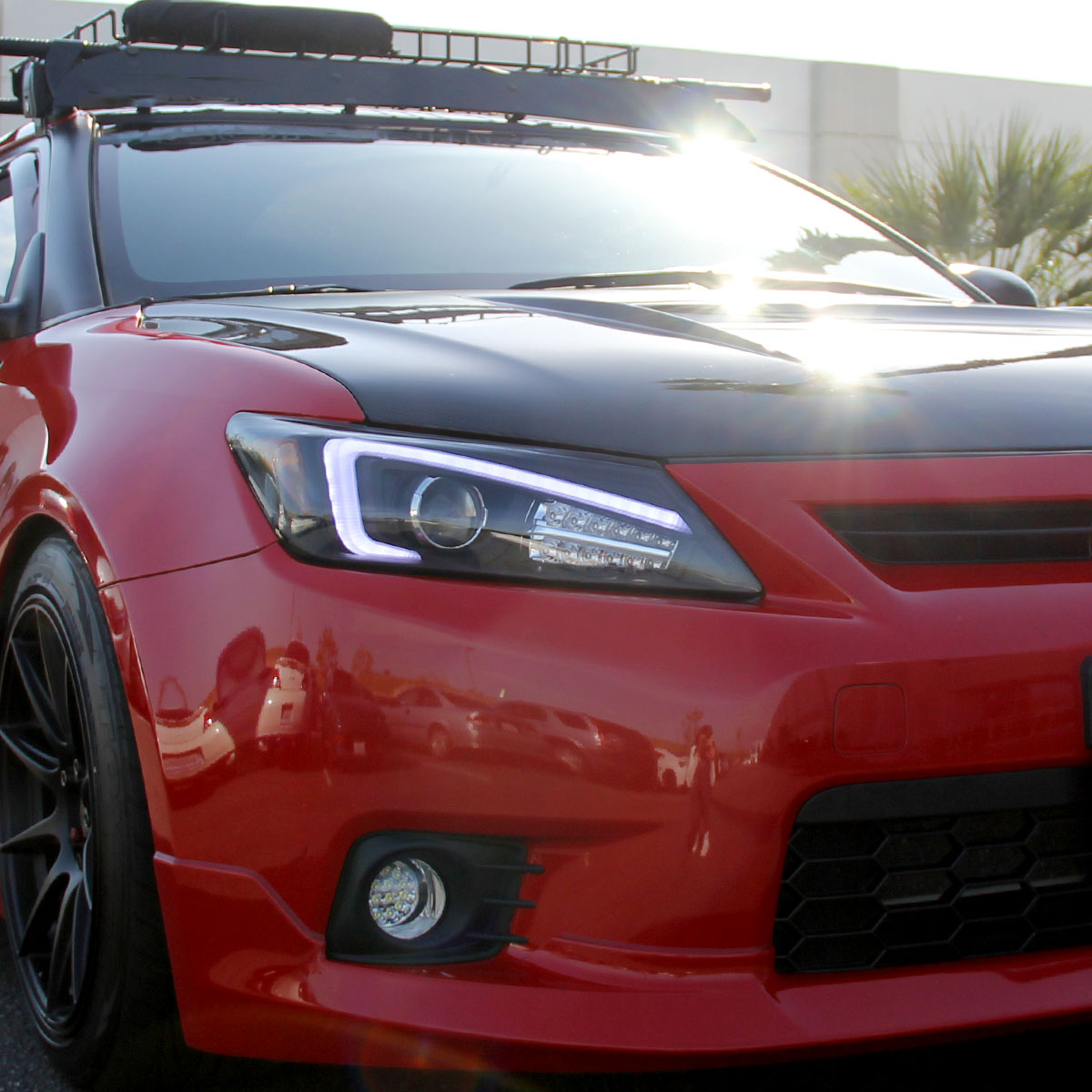 2011-2013 Scion tC LED Bar Projector Headlights w/ LED Turn Signal Lights (Matte Black Housing/Clear Lens)