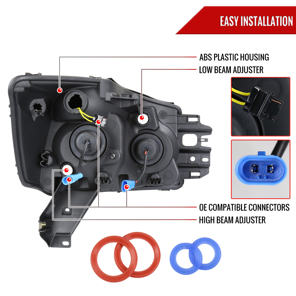 2004-2015 Nissan Titan / 2004-2007 Armada LED C-Bar Projector Headlights w/ Switchback Sequential Turn Signals (Chrome Housing/Clear Lens)