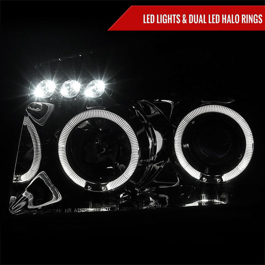 2004-2015 Nissan Titan/ 2004-2007 Armada Dual Halo Projector Headlights (Chrome Housing/Clear Lens)