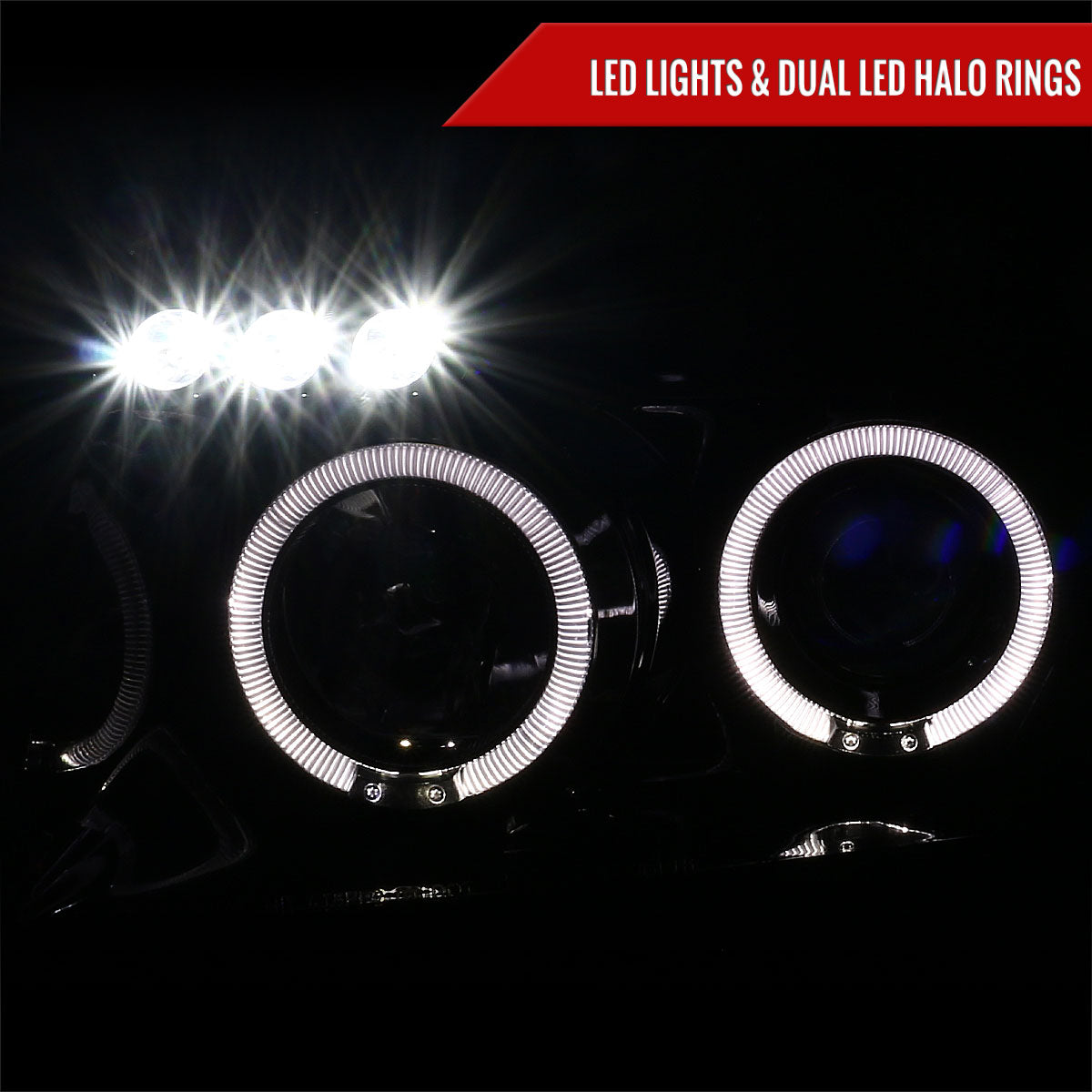 2004-2015 Nissan Titan/ 2004-2007 Armada Dual Halo Projector Headlights (Jet Black Housing/Clear Lens)