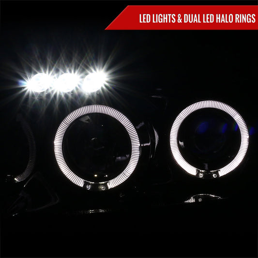 2004-2015 Nissan Titan/ 2004-2007 Armada Dual Halo Projector Headlights (Jet Black Housing/Clear Lens)