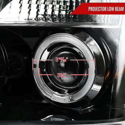 2004-2015 Nissan Titan/ 2004-2007 Armada Dual Halo Projector Headlights (Jet Black Housing/Clear Lens)