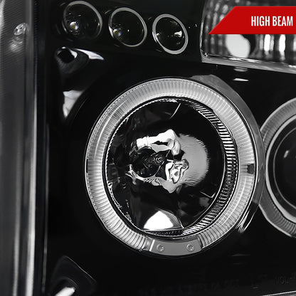 2004-2015 Nissan Titan/ 2004-2007 Armada Dual Halo Projector Headlights (Jet Black Housing/Clear Lens)