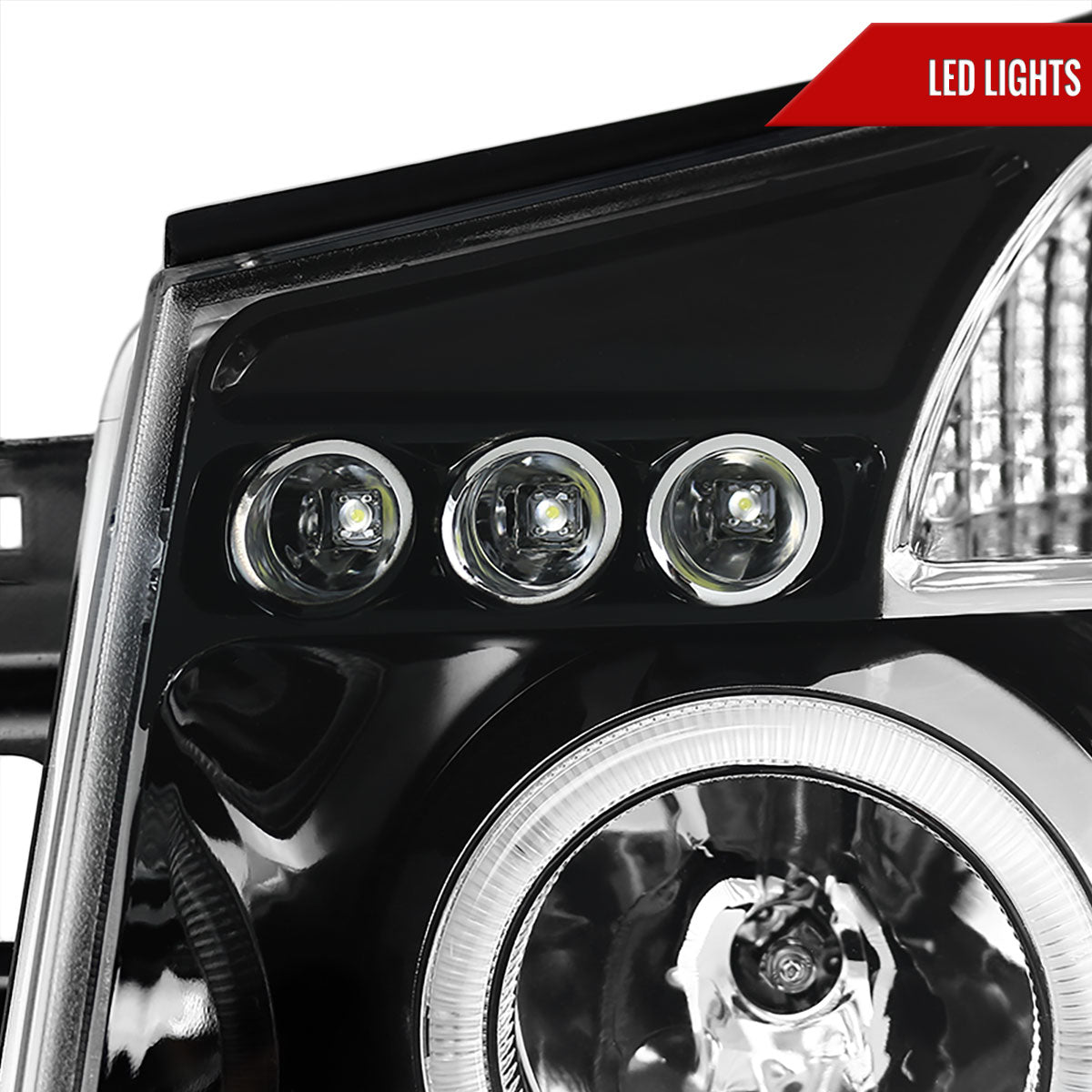2004-2015 Nissan Titan/ 2004-2007 Armada Dual Halo Projector Headlights (Jet Black Housing/Clear Lens)