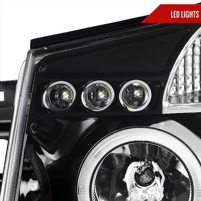2004-2015 Nissan Titan/ 2004-2007 Armada Dual Halo Projector Headlights (Jet Black Housing/Clear Lens)