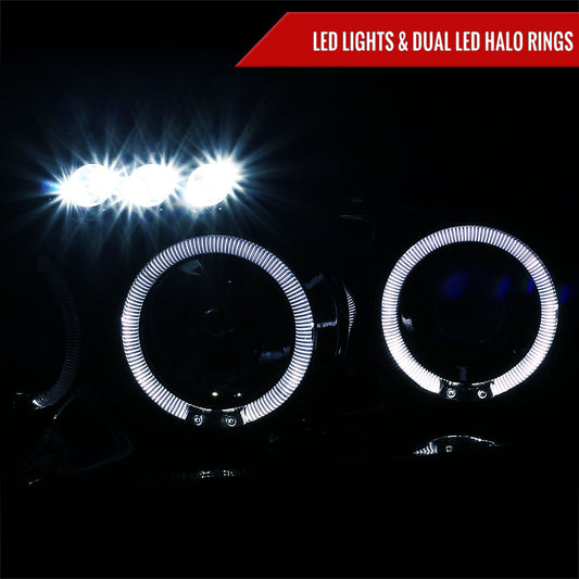 2004-2015 Nissan Titan/ 2004-2007 Armada Dual Halo Projector Headlights (Glossy Black Housing/Smoked Lens)