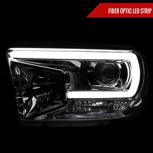 2007-2013 Toyota Tundra/ 2008-2017 Sequoia LED C-Bar Projector Headlights (Chrome Housing/Clear Lens)