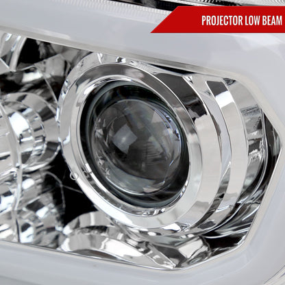 2007-2013 Toyota Tundra/2008-2017 Sequoia Retro Style LED Tube Projector Headlights with LED Turn Signals (Chrome Housing/Clear Lens)