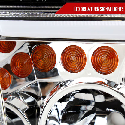 2007-2013 Toyota Tundra/2008-2017 Sequoia Retro Style LED Tube Projector Headlights with LED Turn Signals (Chrome Housing/Clear Lens)