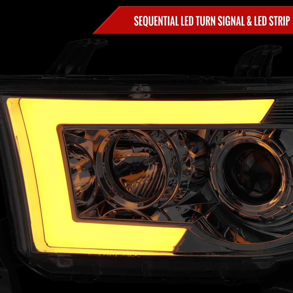 2007-2013 Toyota Tundra/ 2008-2017 Sequoia Switchback Sequential LED C-Bar Projector Headlights (Chrome Housing/Clear Lens)