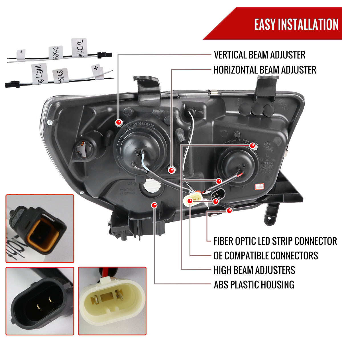 2007-2013 Toyota Tundra/ 2008-2017 Sequoia LED C-Bar Projector Headlights (Jet Black Housing/Clear Lens)