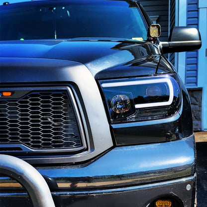 2007-2013 Toyota Tundra/ 2008-2017 Sequoia LED C-Bar Projector Headlights (Glossy Black Housing/Smoked Lens)