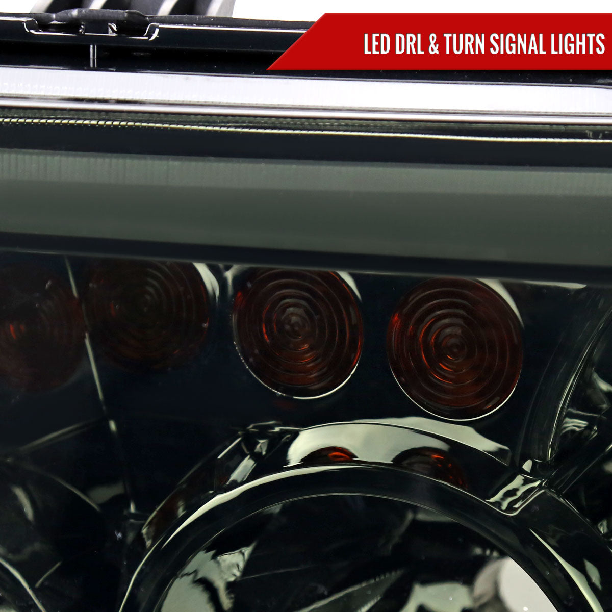2007-2013 Toyota Tundra/2008-2017 Sequoia Retro Style LED Tube Projector Headlights with LED Turn Signals (Chrome Housing/Smoked Lens)