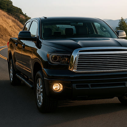 2007-2013 Toyota Tundra/2008-2017 Sequoia Retro Style LED Tube Projector Headlights with LED Turn Signals (Chrome Housing/Smoked Lens)