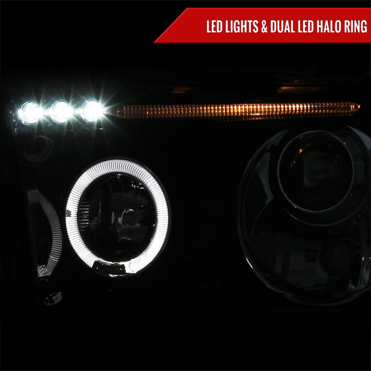 2007-2013 Toyota Tundra/ 2008-2017 Sequoia Single Halo Projector Headlights (Glossy Black Housing/Smoked Lens)