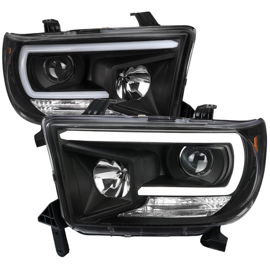 2007-2013 Toyota Tundra/ 2008-2017 Sequoia LED C-Bar Projector Headlights (Black Housing/Clear Lens)