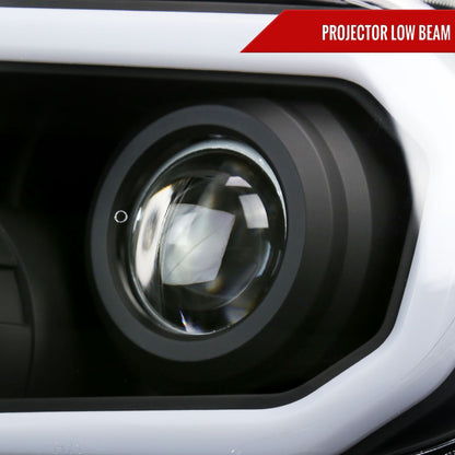 2007-2013 Toyota Tundra/2008-2017 Sequoia Retro Style LED Tube Projector Headlights with LED Turn Signals (Matte Black Housing/Clear Lens)
