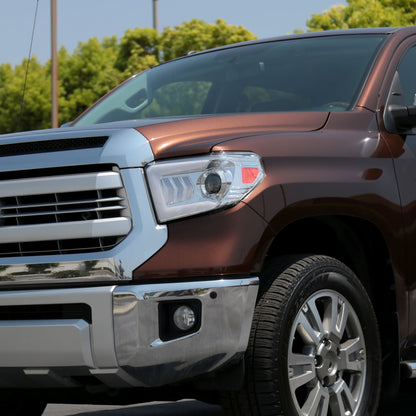 2014-2021 Toyota Tundra LED C-Bar Projector Headlights w/ Sequential Arrow Turn Signals (Chrome Housing/Clear Lens)