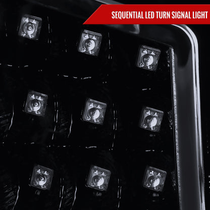 2014-2021 Toyota Tundra LED C-Bar Projector Headlights w/ Sequential Turn Signal Lights (Glossy Black Housing/Smoked Lens)