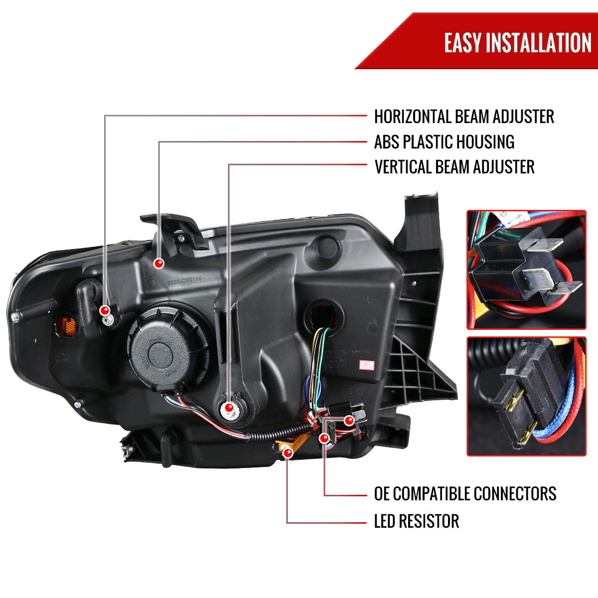 2014-2021 Toyota Tundra LED C-Bar Projector Headlights w/ Sequential Turn Signal Lights (Glossy Black Housing/Smoked Lens)