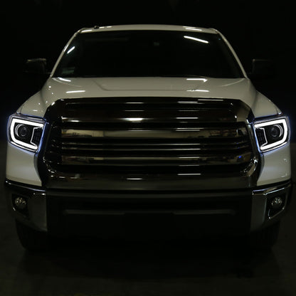 2014-2021 Toyota Tundra LED C-Bar Projector Headlights w/ Sequential Turn Signal Lights (Glossy Black Housing/Smoked Lens)