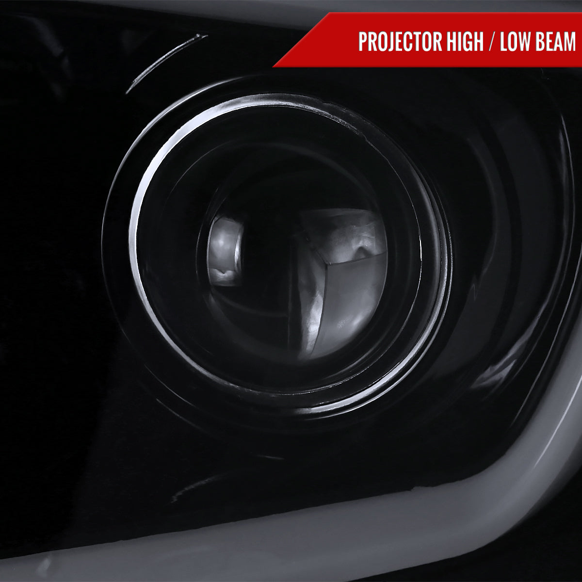 2014-2021 Toyota Tundra LED C-Bar Projector Headlights w/ LED Turn Signal Lights (Glossy Black Housing/Smoked Lens)