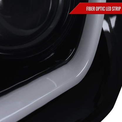 2014-2021 Toyota Tundra LED C-Bar Projector Headlights w/ LED Turn Signal Lights (Glossy Black Housing/Smoked Lens)