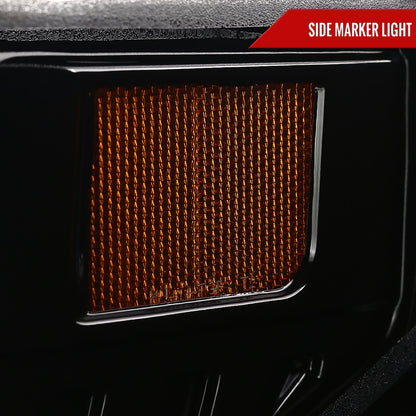 2014-2021 Toyota Tundra LED C-Bar Projector Headlights w/ LED Turn Signal Lights (Glossy Black Housing/Smoked Lens)