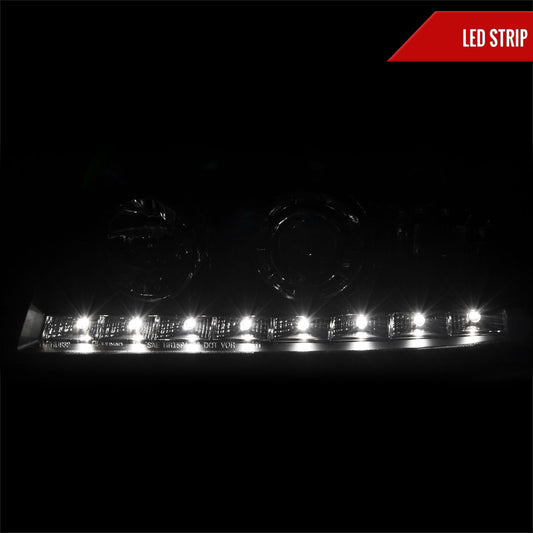 1998-2011 Ford Crown Victoria Projector Headlights w/ LED Light Strip (Matte Black Housing/Clear Lens)