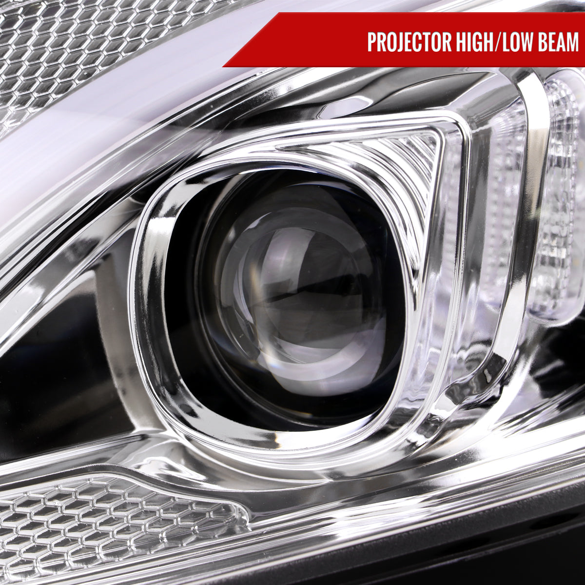 2015-2018 Mercedes-Benz C-Class W205 Switchback Sequential Turn Signal Projector Headlights (Chrome Housing/Clear Lens)