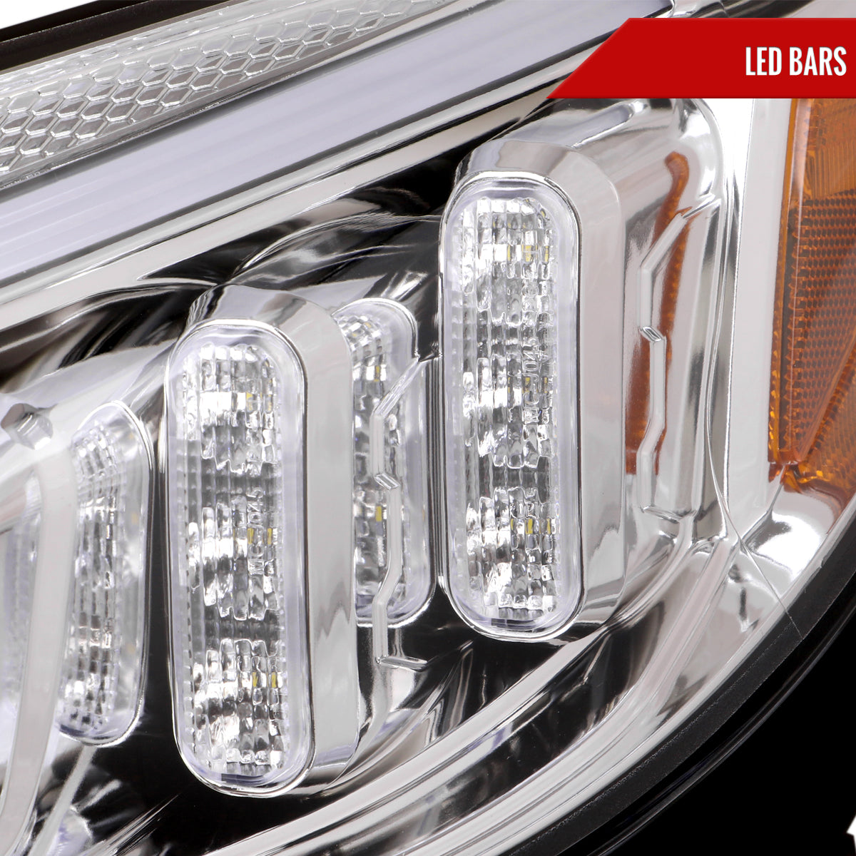 2015-2018 Mercedes-Benz C-Class W205 Switchback Sequential Turn Signal Projector Headlights (Chrome Housing/Clear Lens)