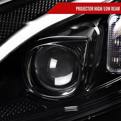 2015-2018 Mercedes-Benz C-Class W205 Switchback Sequential Turn Signal Projector Headlights (Jet Black Housing/Clear Lens)