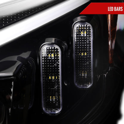 2015-2018 Mercedes-Benz C-Class W205 Switchback Sequential Turn Signal Projector Headlights (Jet Black Housing/Clear Lens)