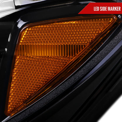 2015-2018 Mercedes-Benz C-Class W205 Switchback Sequential Turn Signal Projector Headlights (Jet Black Housing/Clear Lens)