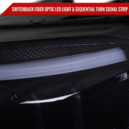 2015-2018 Mercedes-Benz C-Class W205 Switchback Sequential Turn Signal Projector Headlights (Glossy Black Housing/Light Smoked Lens)