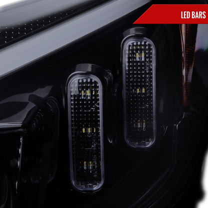 2015-2018 Mercedes-Benz C-Class W205 Switchback Sequential Turn Signal Projector Headlights (Glossy Black Housing/Light Smoked Lens)