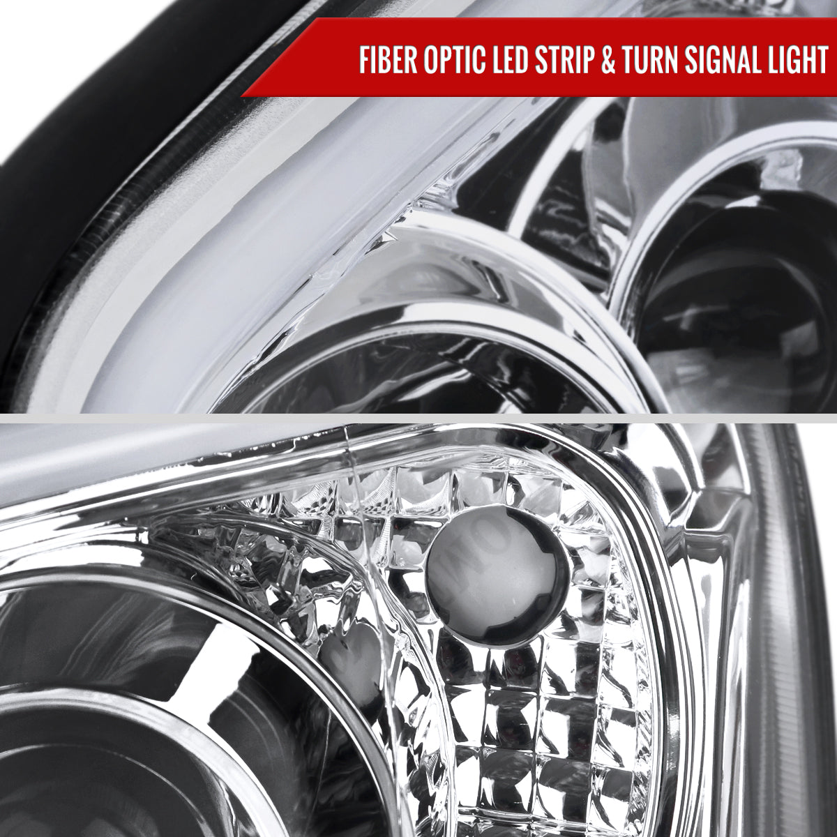 2004-2005 Subaru Impreza WRX/STI Outback Projector Headlights w/ LED Light Bar (Chrome Housing/Clear Lens)