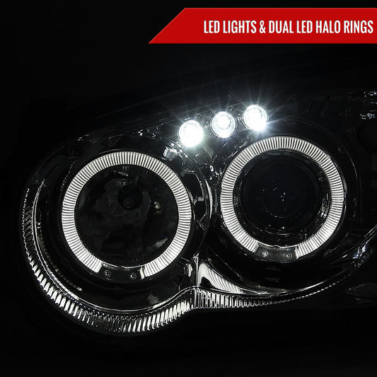 2004-2005 Subaru Impreza WRX/STI Outback Dual Halo Projector Headlights (Chrome Housing/Clear Lens)