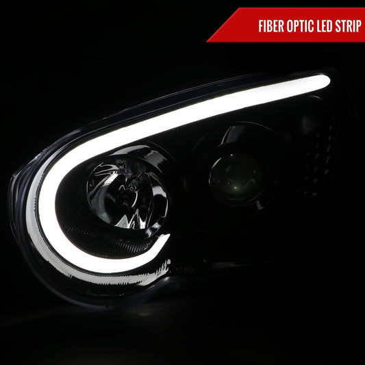 2004-2005 Subaru Impreza WRX/STI Outback Projector Headlights w/ LED Light Bar (Glossy Black Housing/Clear Lens)