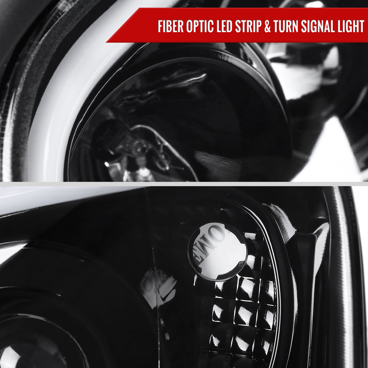 2004-2005 Subaru Impreza WRX/STI Outback Projector Headlights w/ LED Light Bar (Glossy Black Housing/Clear Lens)