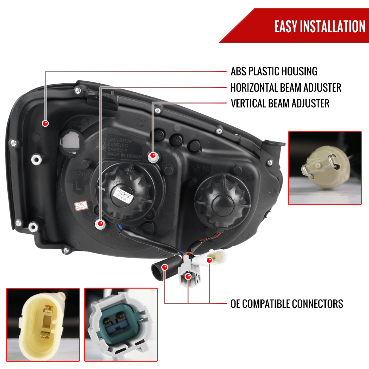 2004-2005 Subaru Impreza WRX/STI Outback Projector Headlights w/ LED Light Bar (Glossy Black Housing/Clear Lens)