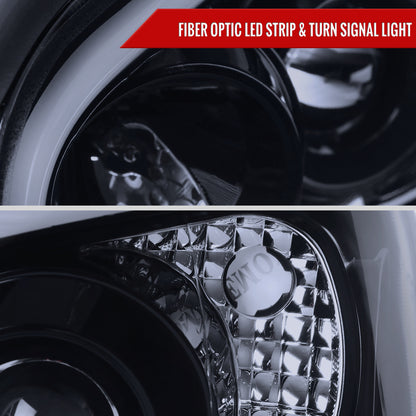 2004-2005 Subaru Impreza WRX/STI Outback Projector Headlights w/ LED Light Bar (Glossy Black Housing/Smoked Lens)