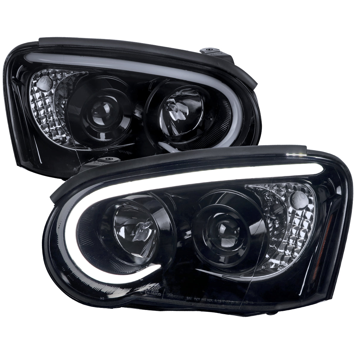 2004-2005 Subaru Impreza WRX/STI Outback Projector Headlights w/ LED Light Bar (Glossy Black Housing/Smoked Lens)