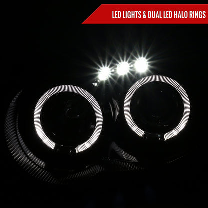 2004-2005 Subaru Impreza WRX/STI Outback Dual Halo Projector Headlights (Glossy Black Housing/Smoked Lens)