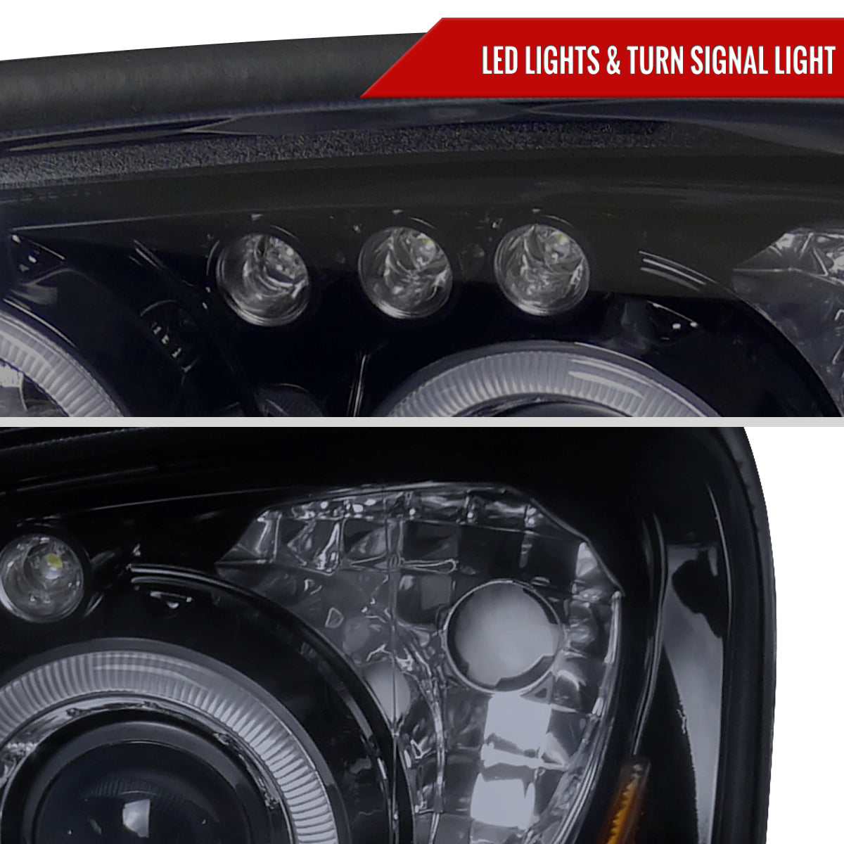 2004-2005 Subaru Impreza WRX/STI Outback Dual Halo Projector Headlights (Glossy Black Housing/Smoked Lens)