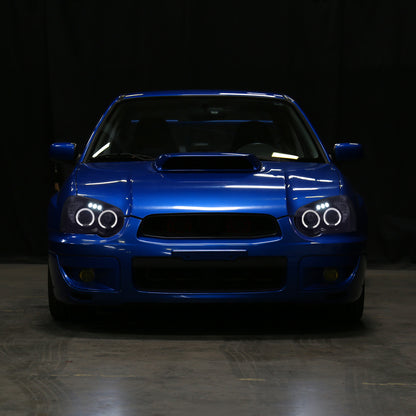 2004-2005 Subaru Impreza WRX/STI Outback Dual Halo Projector Headlights (Glossy Black Housing/Smoked Lens)