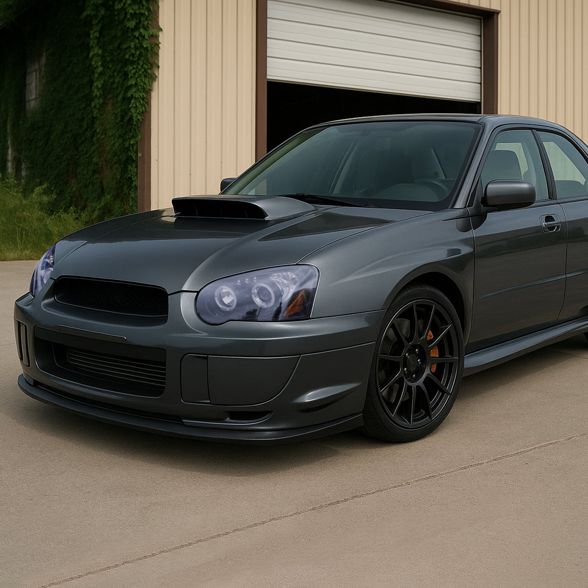 2004-2005 Subaru Impreza WRX/STI Outback Dual Halo Projector Headlights (Glossy Black Housing/Smoked Lens)